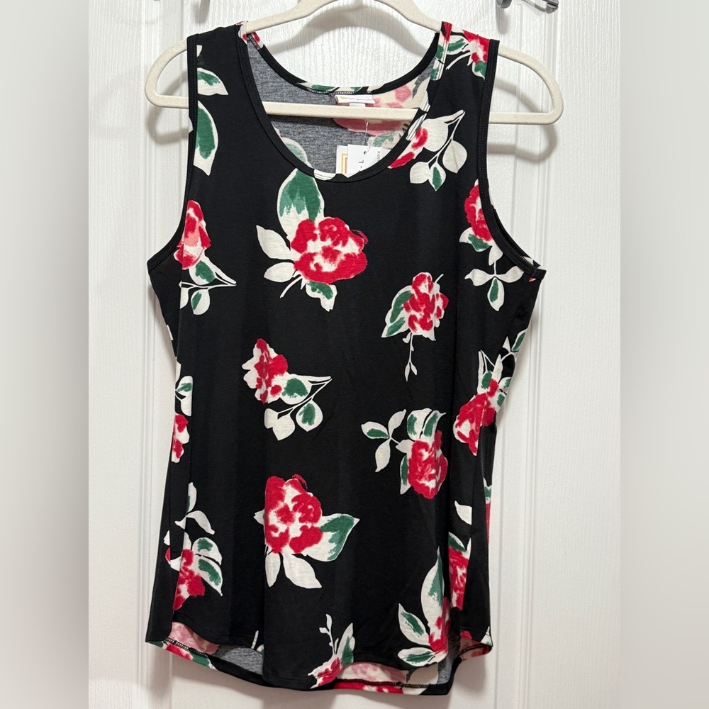 NWT LuLaRoe Tank Top Women’s‎ L Black Red Roses Sleeveless Floral Dark Romantic - Picture 12 of 16